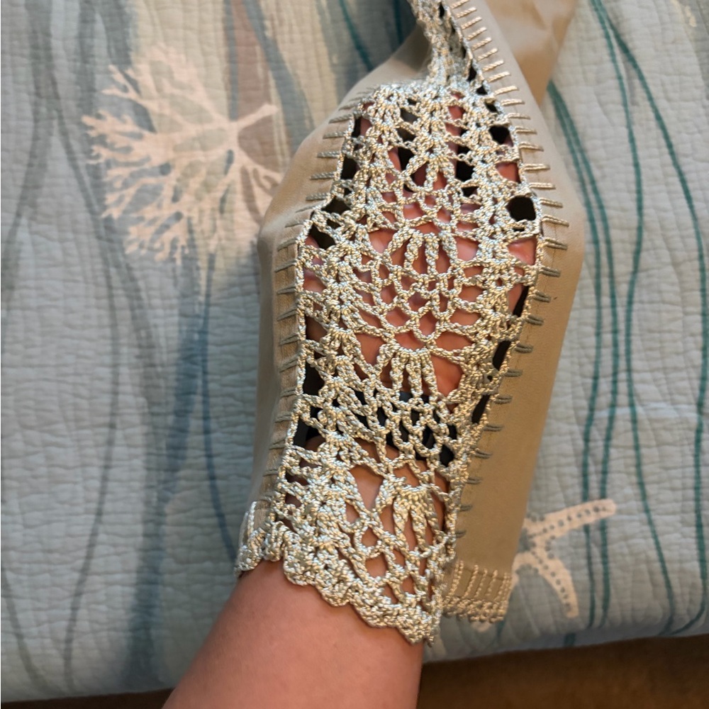 Vintage Crest Tan Embroidered Flare Pants - Picture 4 of 14